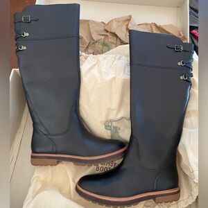 Timberland Leather Perfect Pairs Riley Flair Knee High Boots sz 8 Black Lug Sole